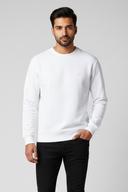 Kleeves Classic 100% Cotton 300 GSM White Sweatshirt