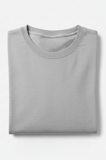 Kleeves Classic 100% Cotton 240 GSM Grey Melange Oversized T-Shirt