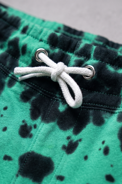 Toxic Drip Tie-Dye Green Black Shorts