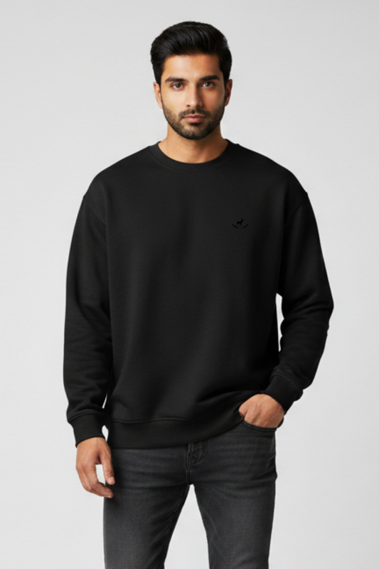 Kleeves Classic 100% Cotton 300 GSM Black Sweatshirt