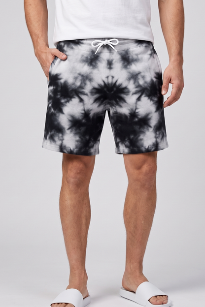 Shadow Fog Tie Dye White Black Shorts