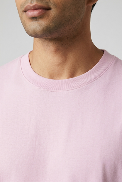 Kleeves Classic 100% Cotton 240 GSM Light Baby Pink Oversized T-Shirt