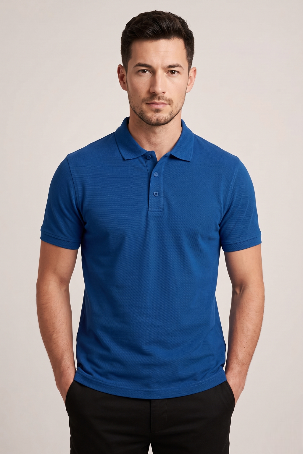 Men's Royal Blue 100% Cotton Polo T-shirt
