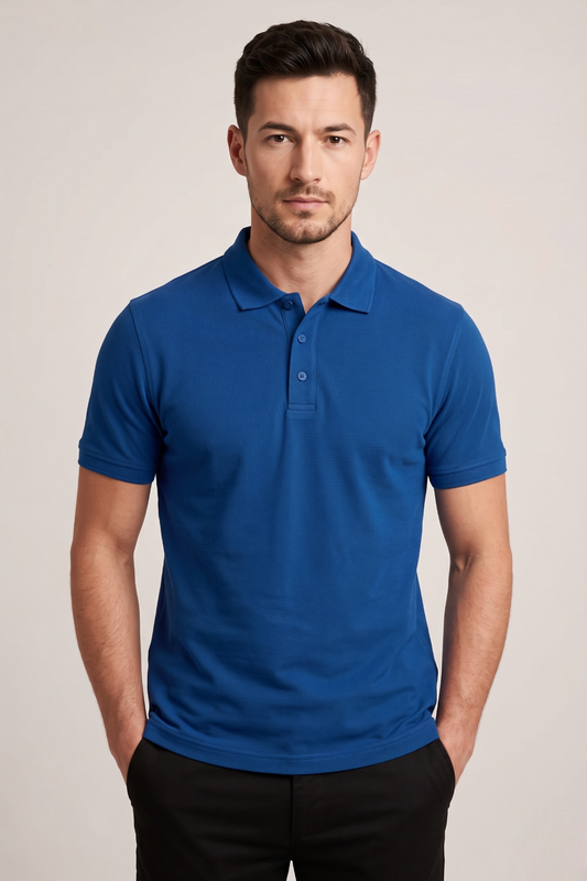Men's Royal Blue 100% Cotton Polo T-shirt