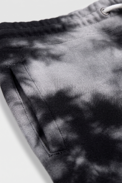 Shadow Fog Tie Dye White Black Shorts