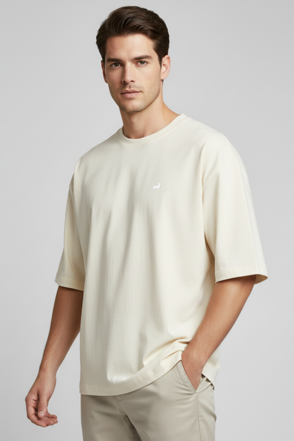 Kleeves Classic 100% Cotton 240 GSM Off-White Oversized T-Shirt