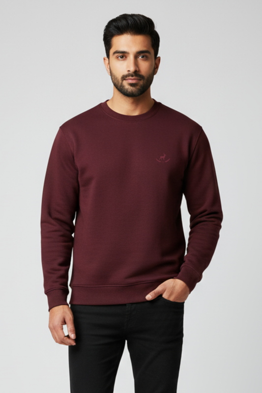 Kleeves Classic 100% Cotton 300 GSM Maroon Sweatshirt