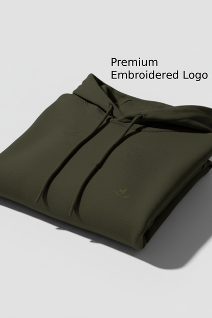 Kleeves Classic 100% cotton 300 GSM Olive Green Hoodie