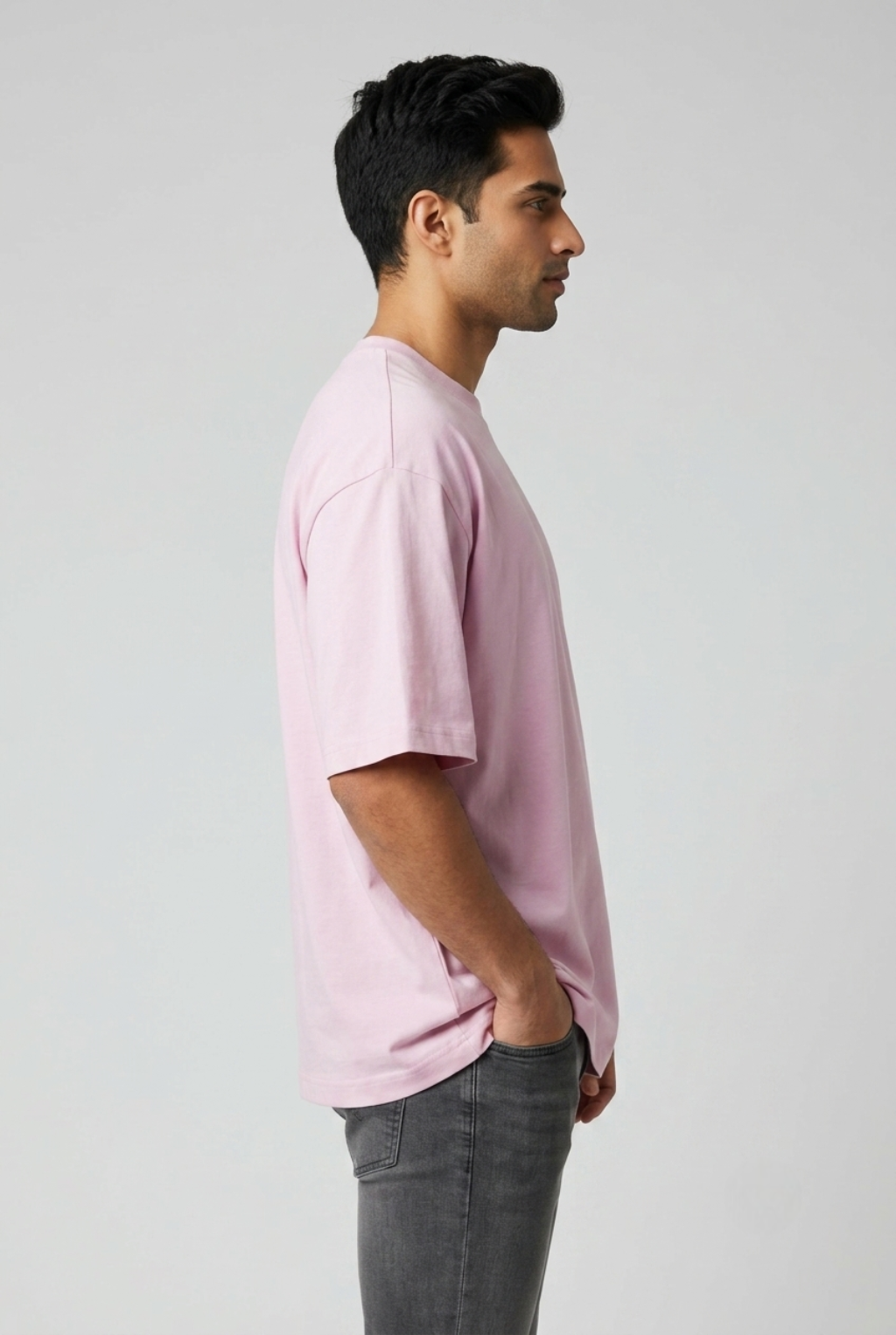 Kleeves Classic 100% Cotton 240 GSM Light Baby Pink Oversized T-Shirt