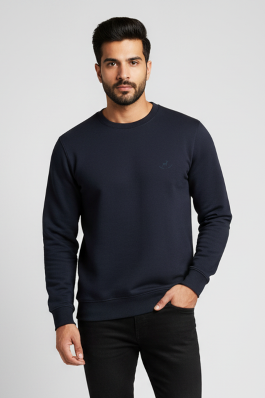 Kleeves Classic 100% Cotton 300 GSM Navy Blue Sweatshirt