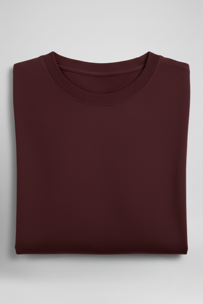 Kleeves Classic 100% Cotton 240 GSM Maroon Oversized T-Shirt