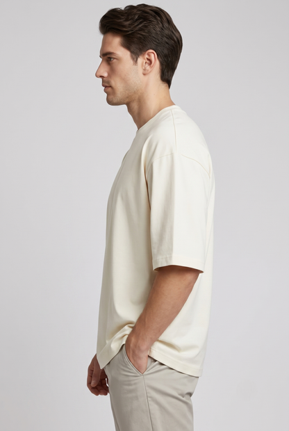 Kleeves Classic 100% Cotton 240 GSM Off-White Oversized T-Shirt