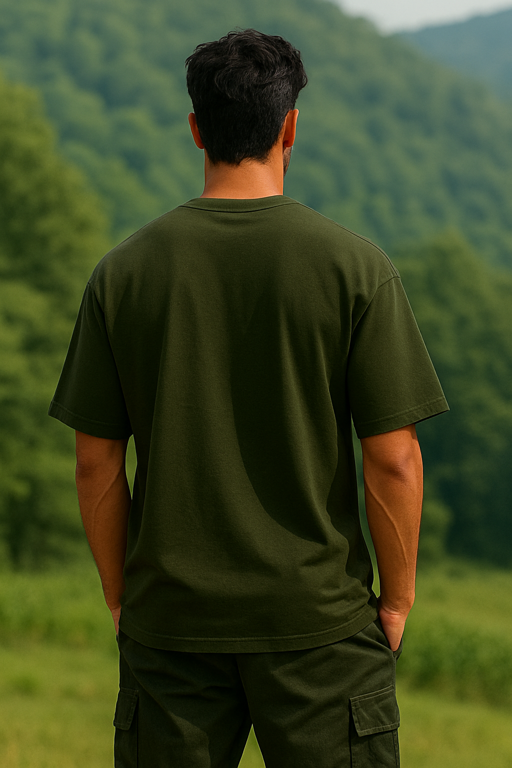 Oversized unisex olive green streetwear tshirt India
