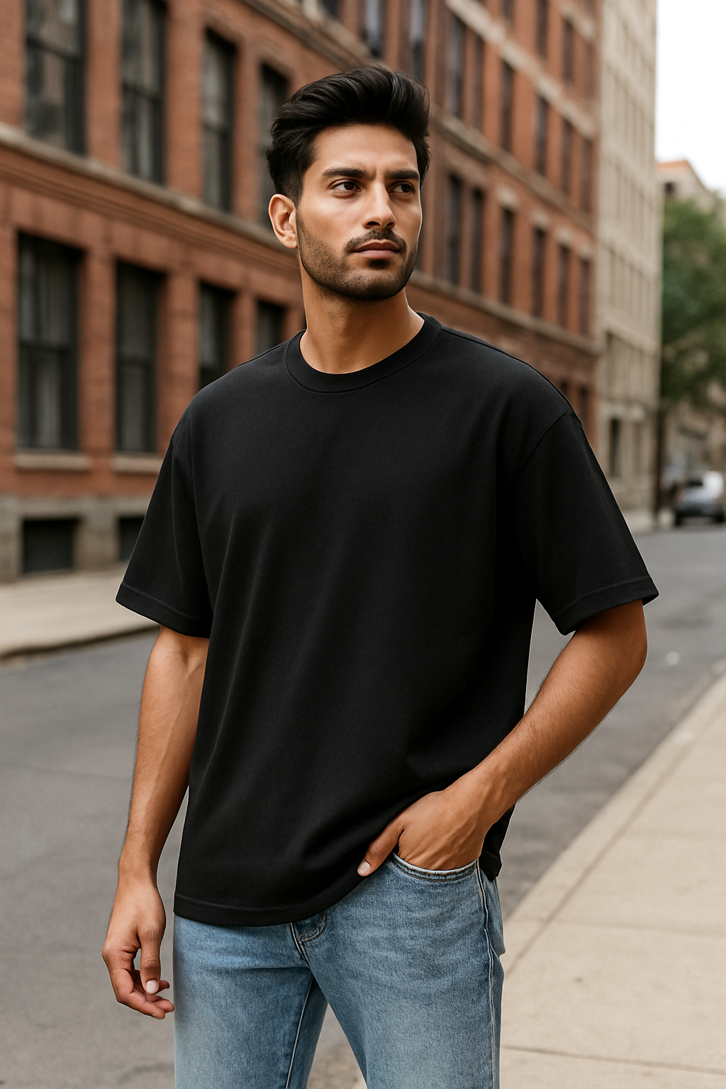 Oversized unisex black streetwear tshirt India