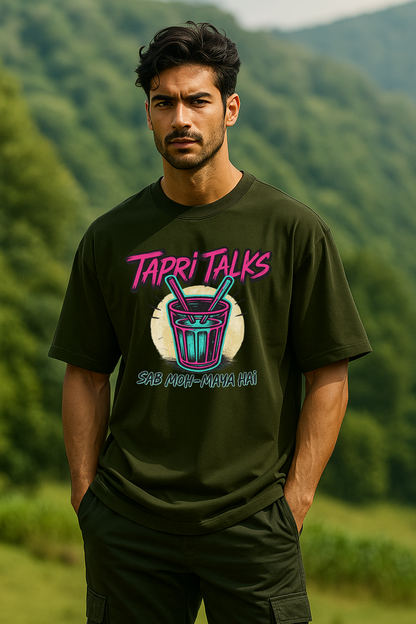 Oversized unisex olive green streetwear tshirt India