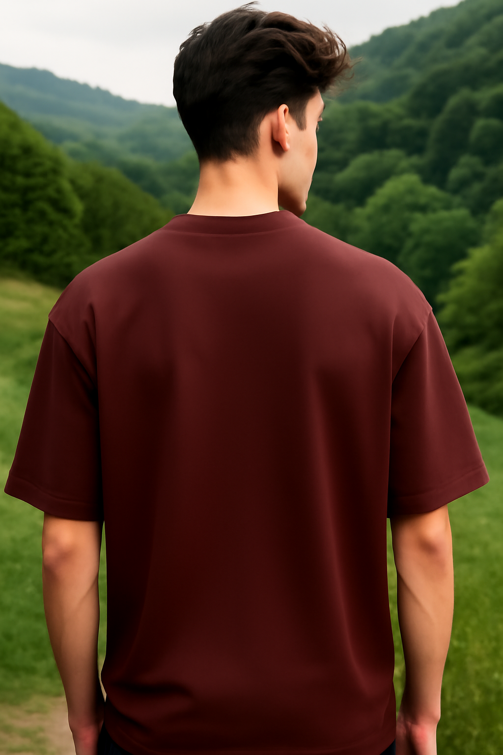 Oversized unisex maroon streetwear tshirt India