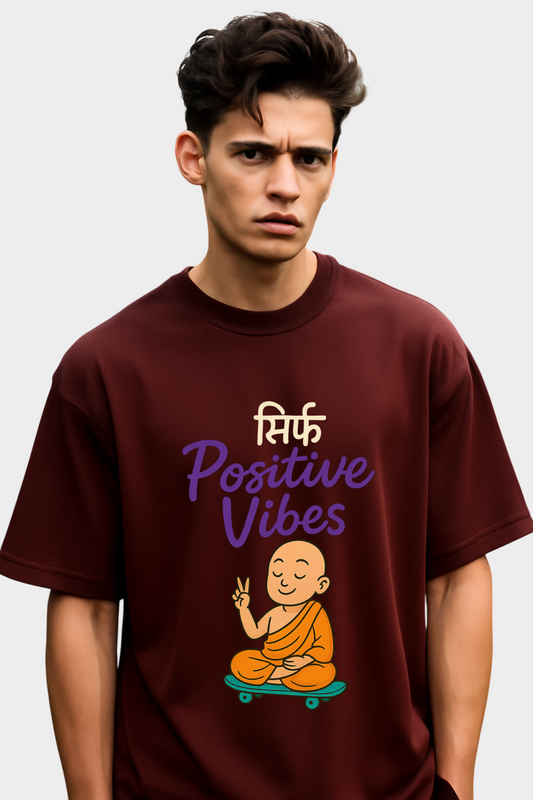 Positive Vibes Oversized 100% Cotton 240 GSM T-Shirt