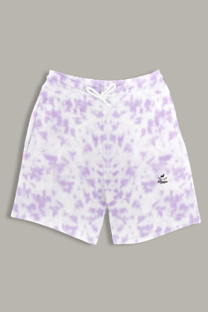 Regular tie dye white lavender shorts- streetwear shorts India