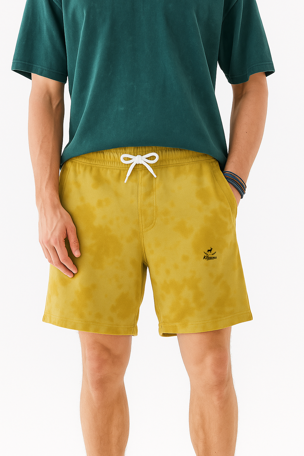 Regular tie dye yellow shorts- streetwear shorts India