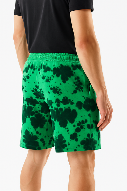 Regular tie dye green black shorts- streetwear shorts India