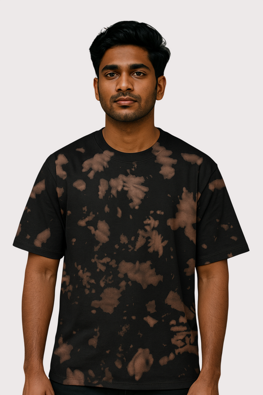 Smokey Spill Oversized Tie Dye Brown Black T-Shirt