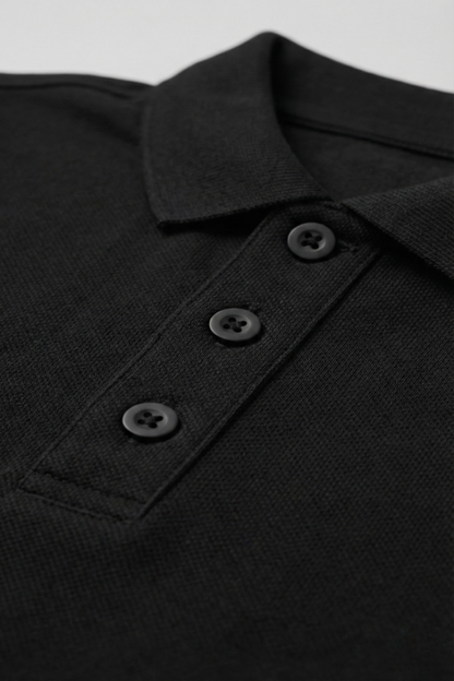 Men's Black 100% Cotton Polo T-shirt