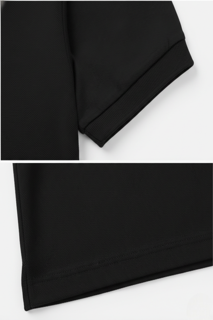 Men's Black 100% Cotton Polo T-shirt