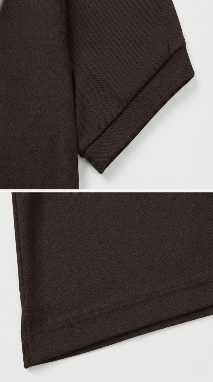 Men's Coffee Brown 100% Cotton Polo T-shirt