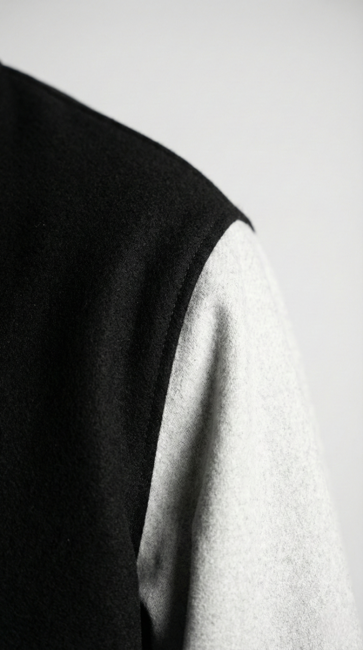 Kleeves Classic 100% Cotton Black Varsity Jacket