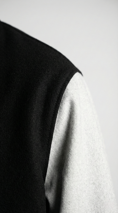 Kleeves Classic 100% Cotton Black Varsity Jacket