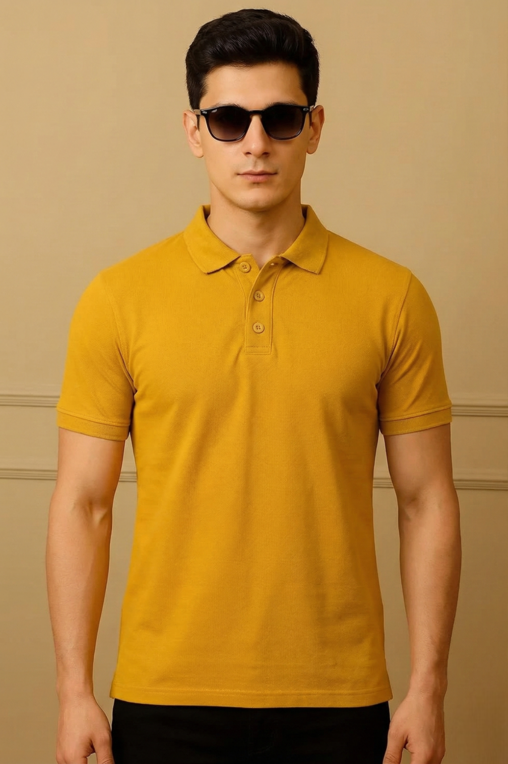 Men's Mustard Yellow 100% Cotton Polo T-shirt