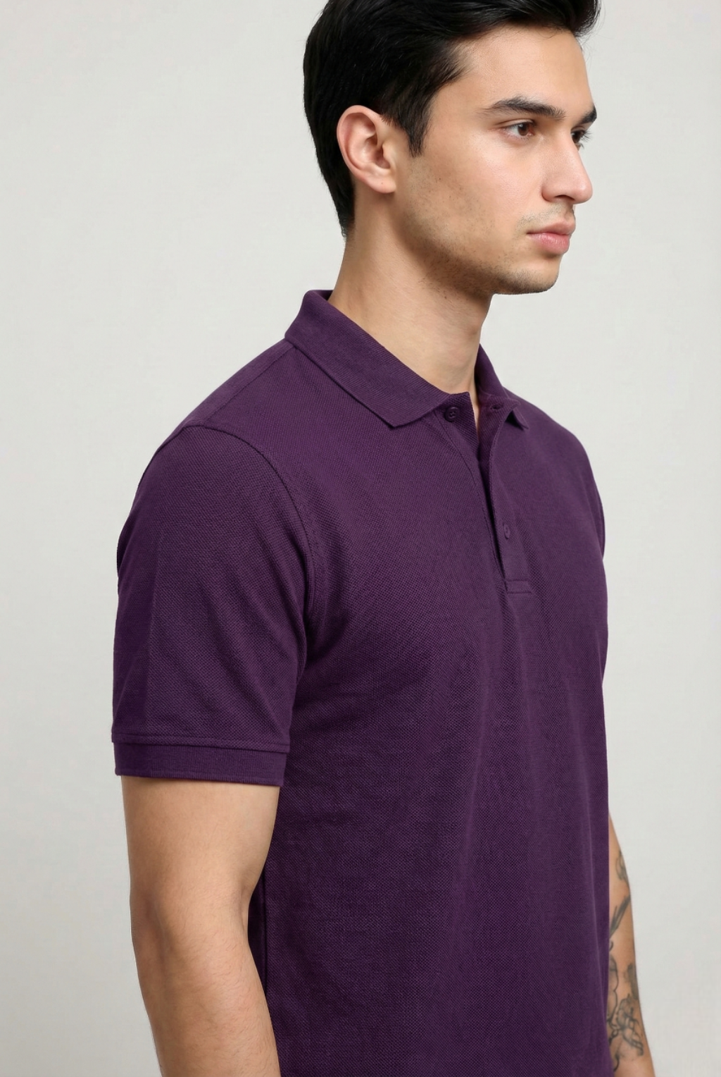Men's Purple 100% Cotton Polo T-shirt