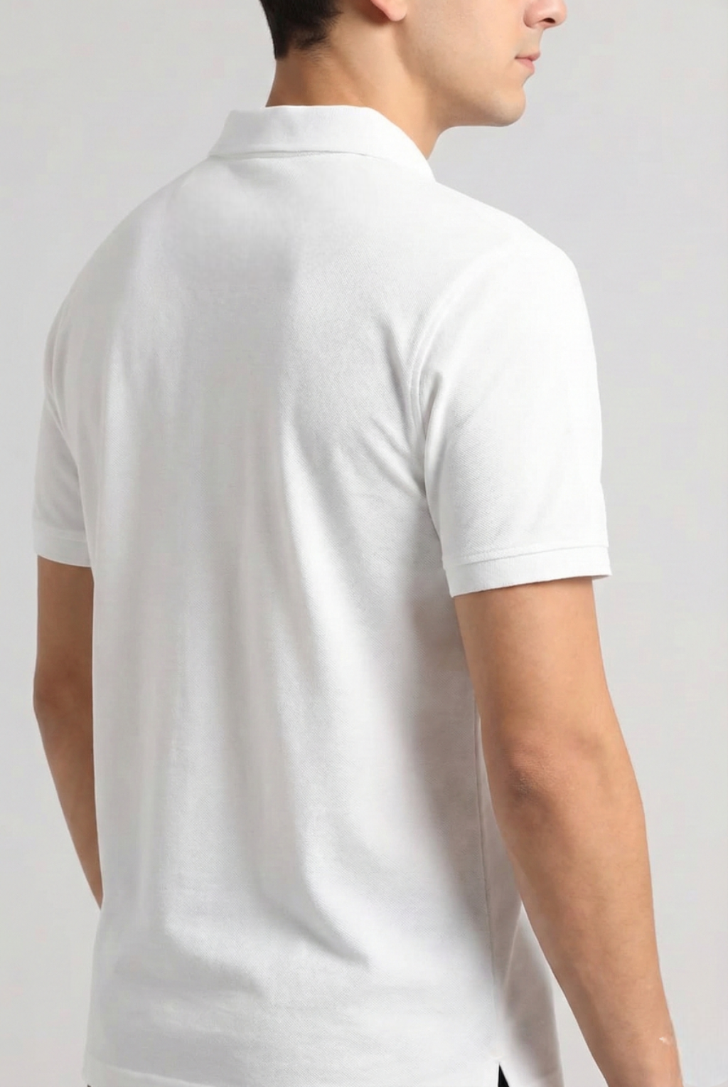 Men's White 100% Cotton Polo T-shirt