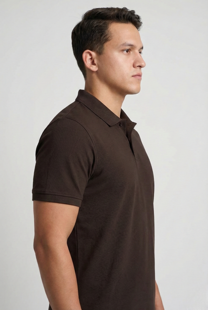 Men's Coffee Brown 100% Cotton Polo T-shirt