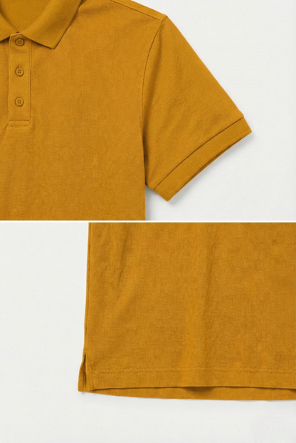 Men's Mustard Yellow 100% Cotton Polo T-shirt