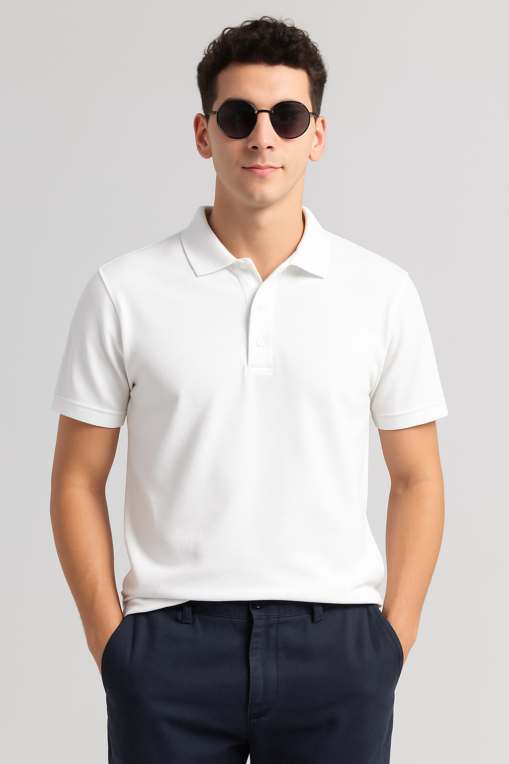 Men's White 100% Cotton 220 GSM Polo Tshirt
