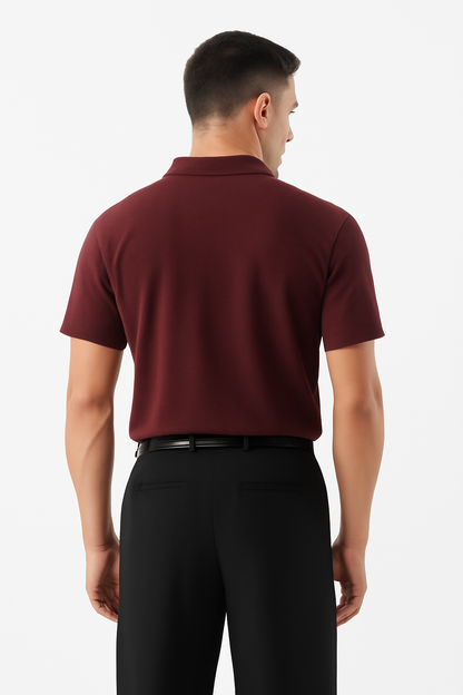 Men's Maroon 100% Cotton 220 GSM Polo Tshirt