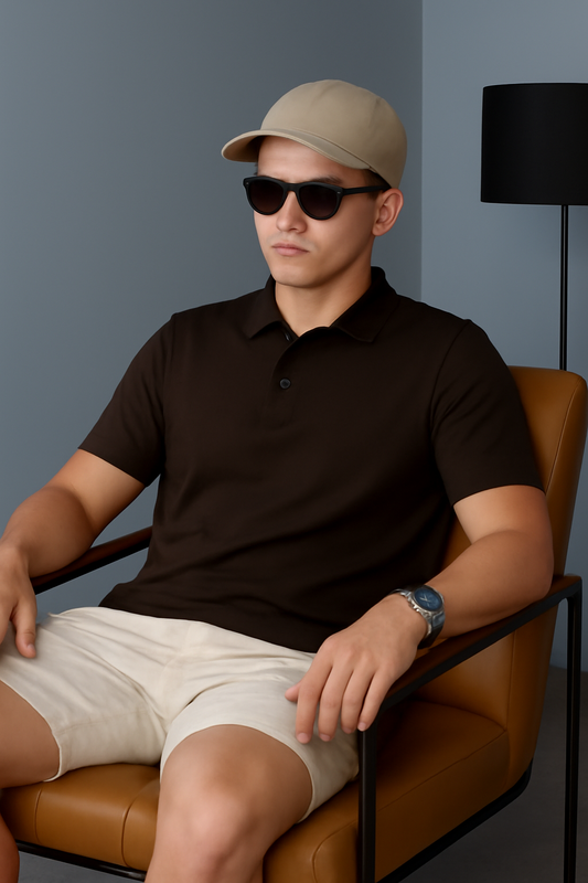 Men's Brown 100% Cotton 220 GSM Polo Tshirt