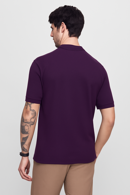 Men's Purple 100% Cotton 220 GSM Polo Tshirt