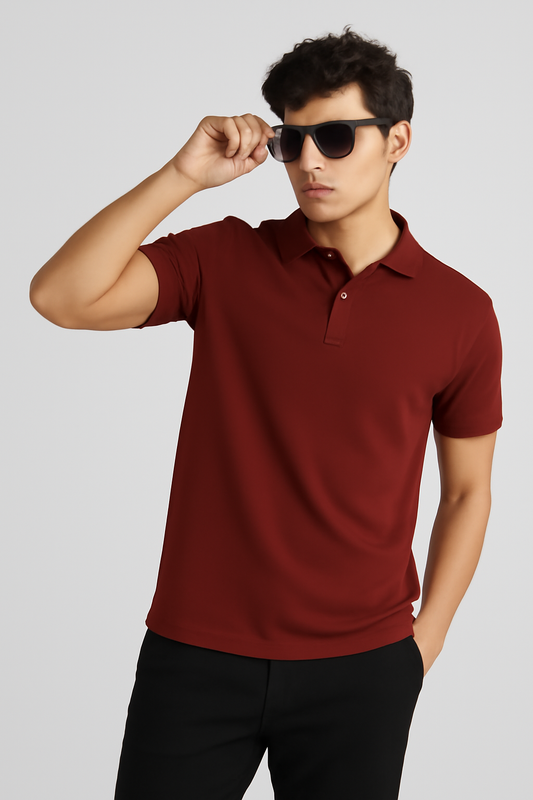Men's Red 100% Cotton 220 GSM Polo Tshirt