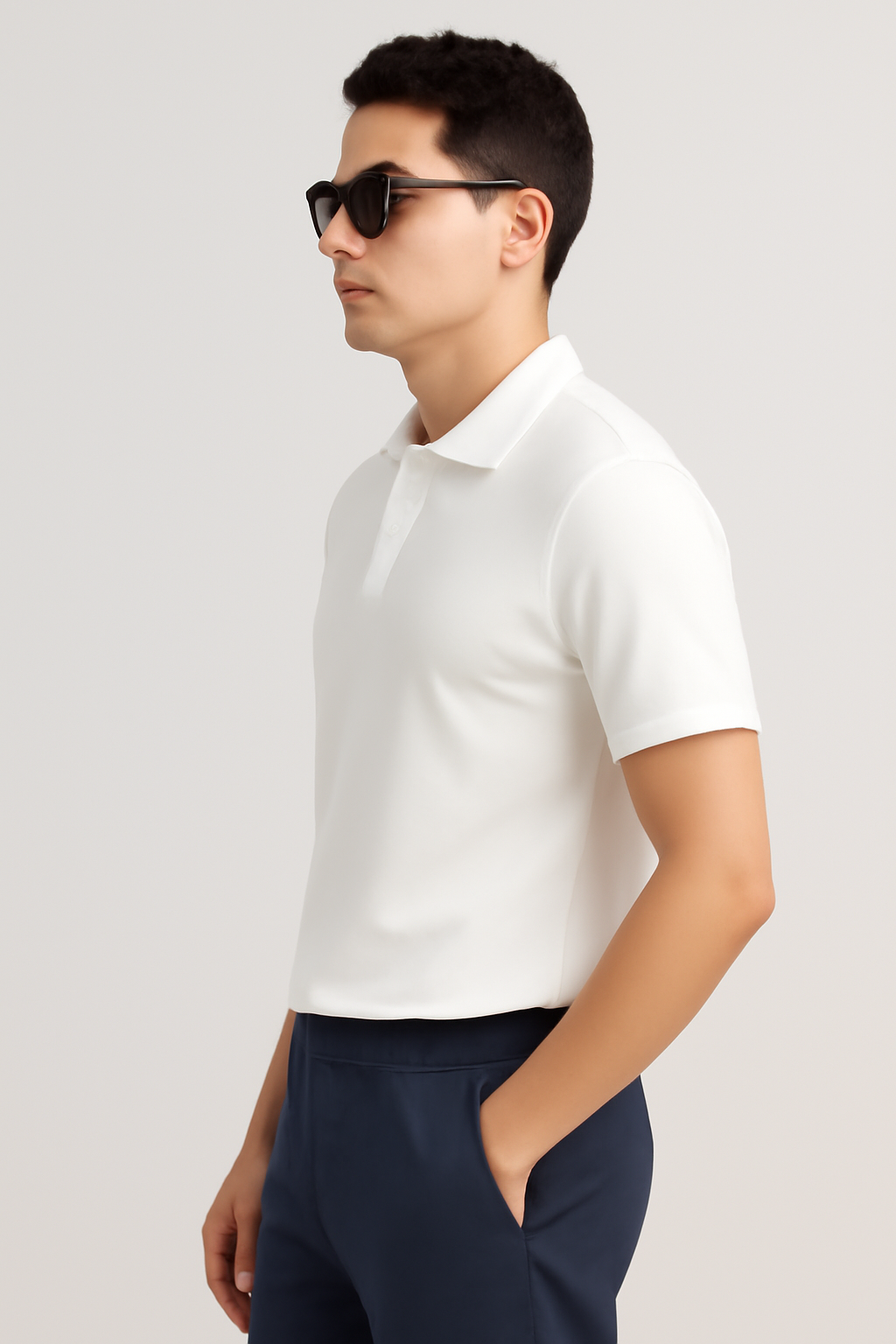 Men's White 100% Cotton 220 GSM Polo Tshirt