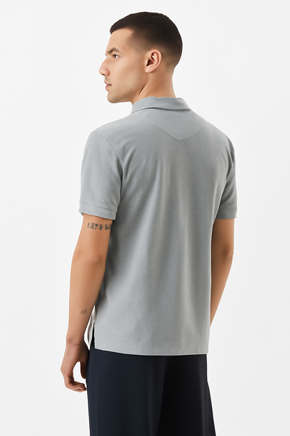 Men's Grey 100% Cotton 220 GSM Polo Tshirt