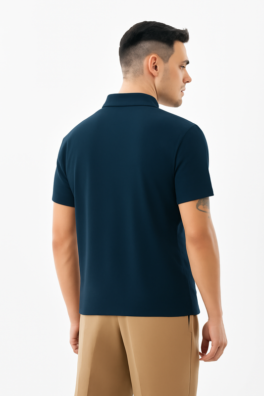 Men's Navy Blue 100% Cotton 220 GSM Polo Tshirt