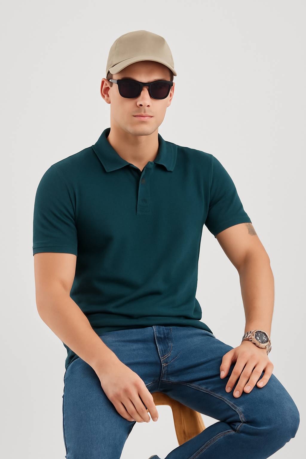 Men's Blue 100% Cotton 220 GSM Polo Tshirt