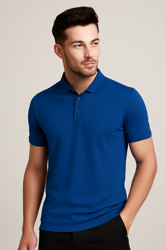 Men's Blue 100% Cotton 220 GSM Polo Tshirt  