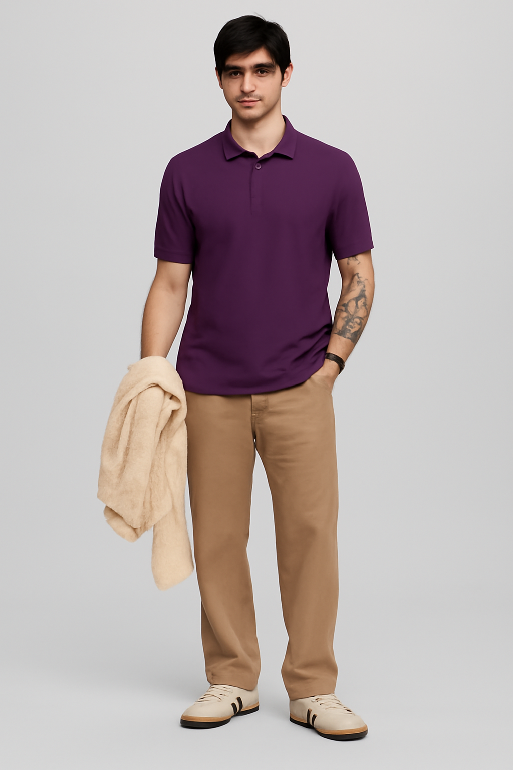 Men's Purple 100% Cotton 220 GSM Polo Tshirt