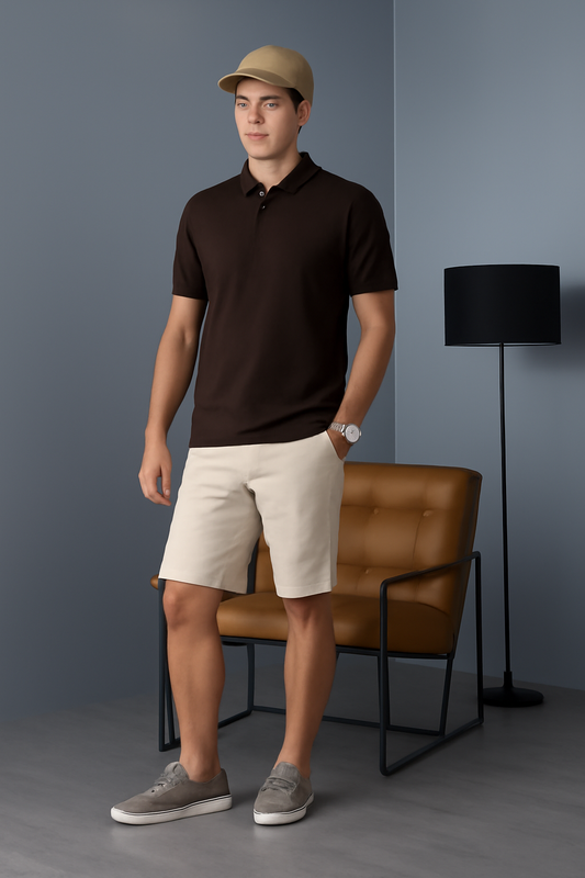Men's Brown 100% Cotton 220 GSM Polo Tshirt
