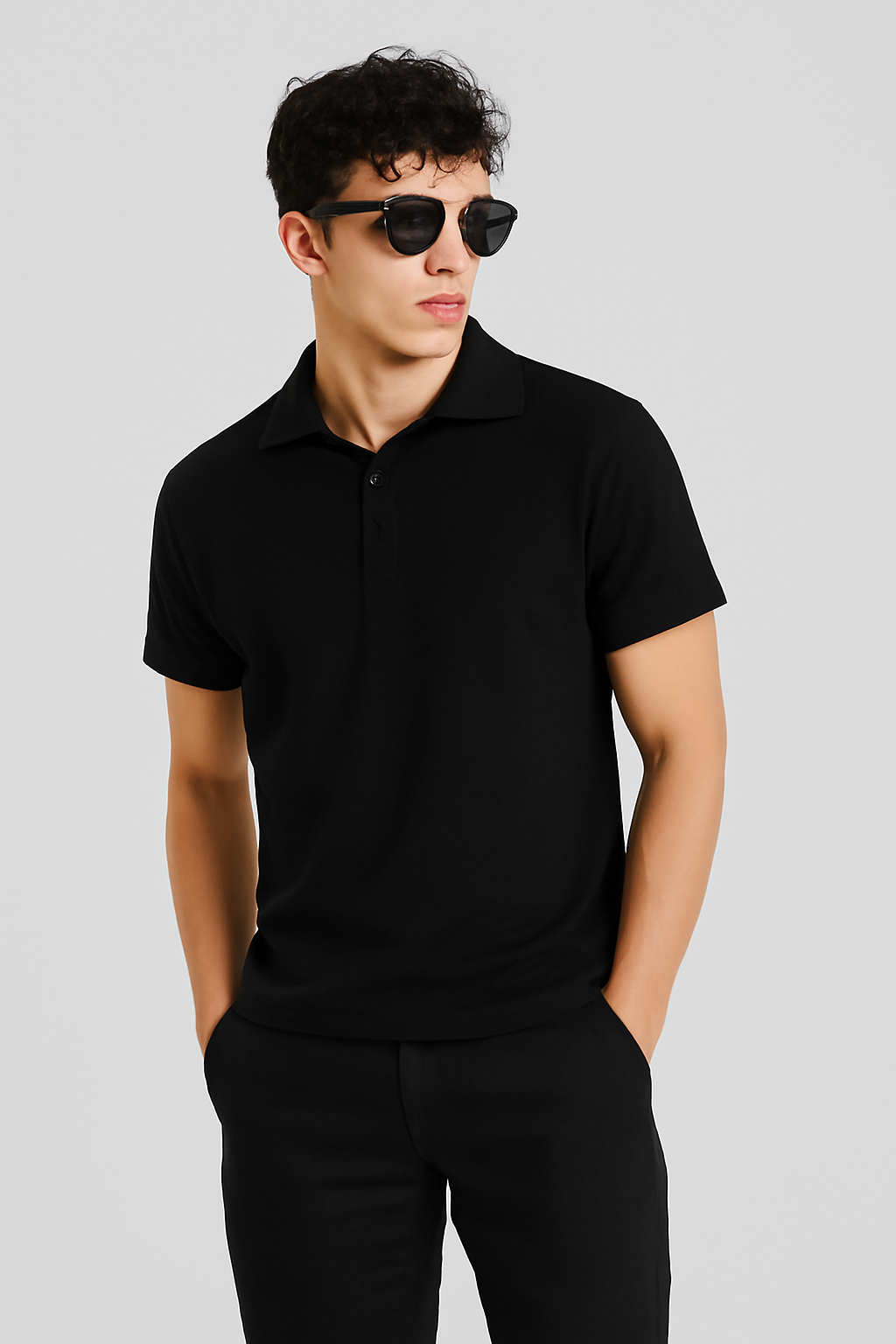 Men's Black 100% Cotton 220 GSM Polo Tshirt