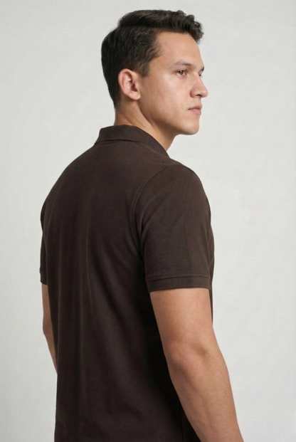 Men's Coffee Brown 100% Cotton Polo T-shirt