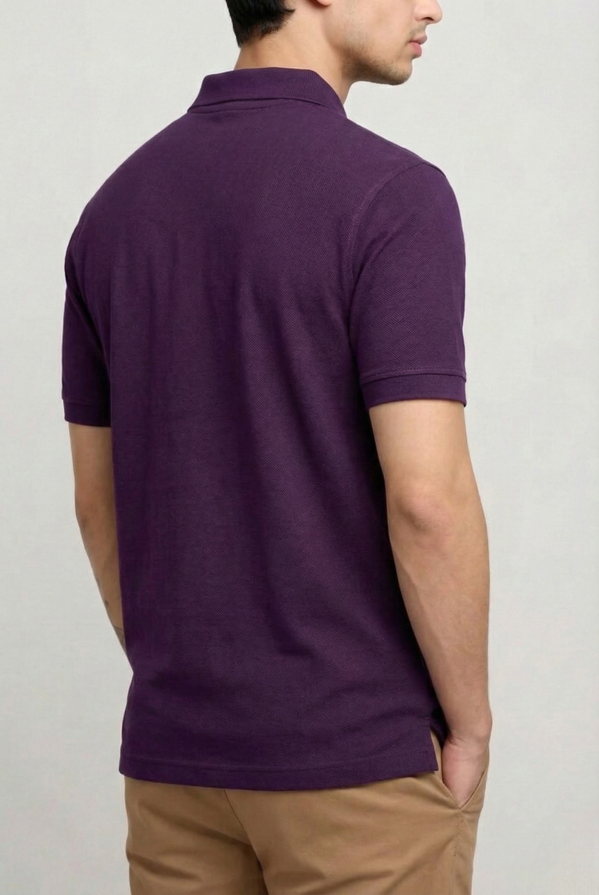 Men's Purple 100% Cotton Polo T-shirt